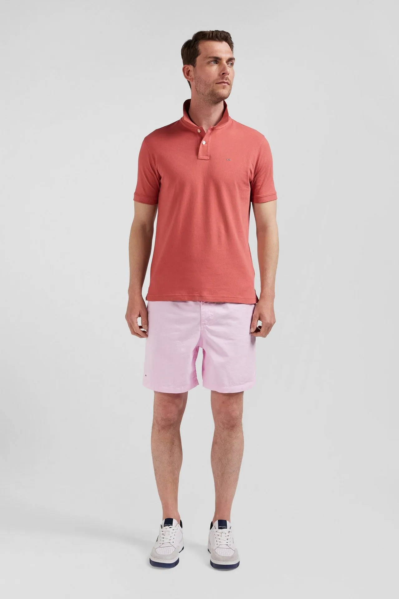 Polo rouge uni à manches courtes