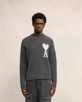 PULL COL ROND AMI DE COEUR ECRU GRIS FONCÉ - Ami | Chez Maman Rouen