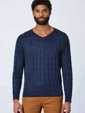 Pull col V motif losanges 