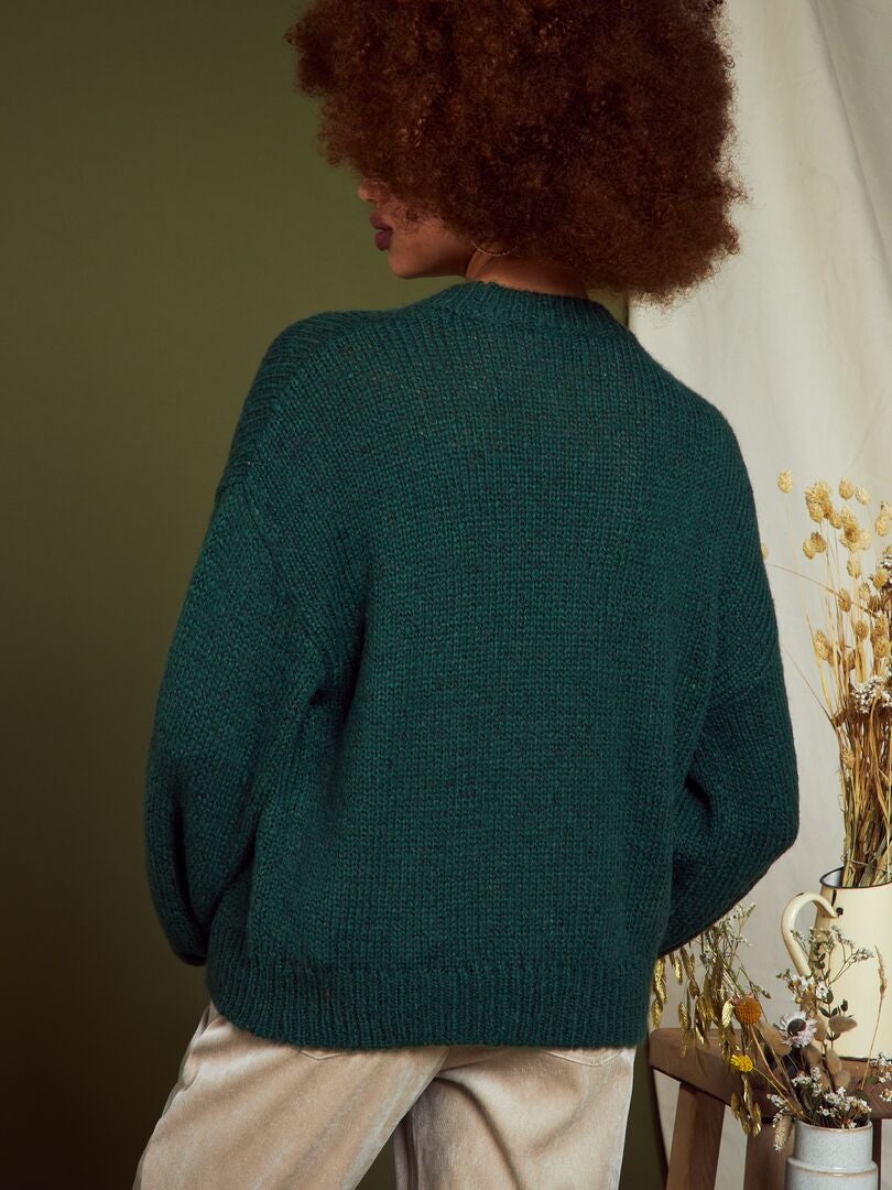Pull court en maille - Vert