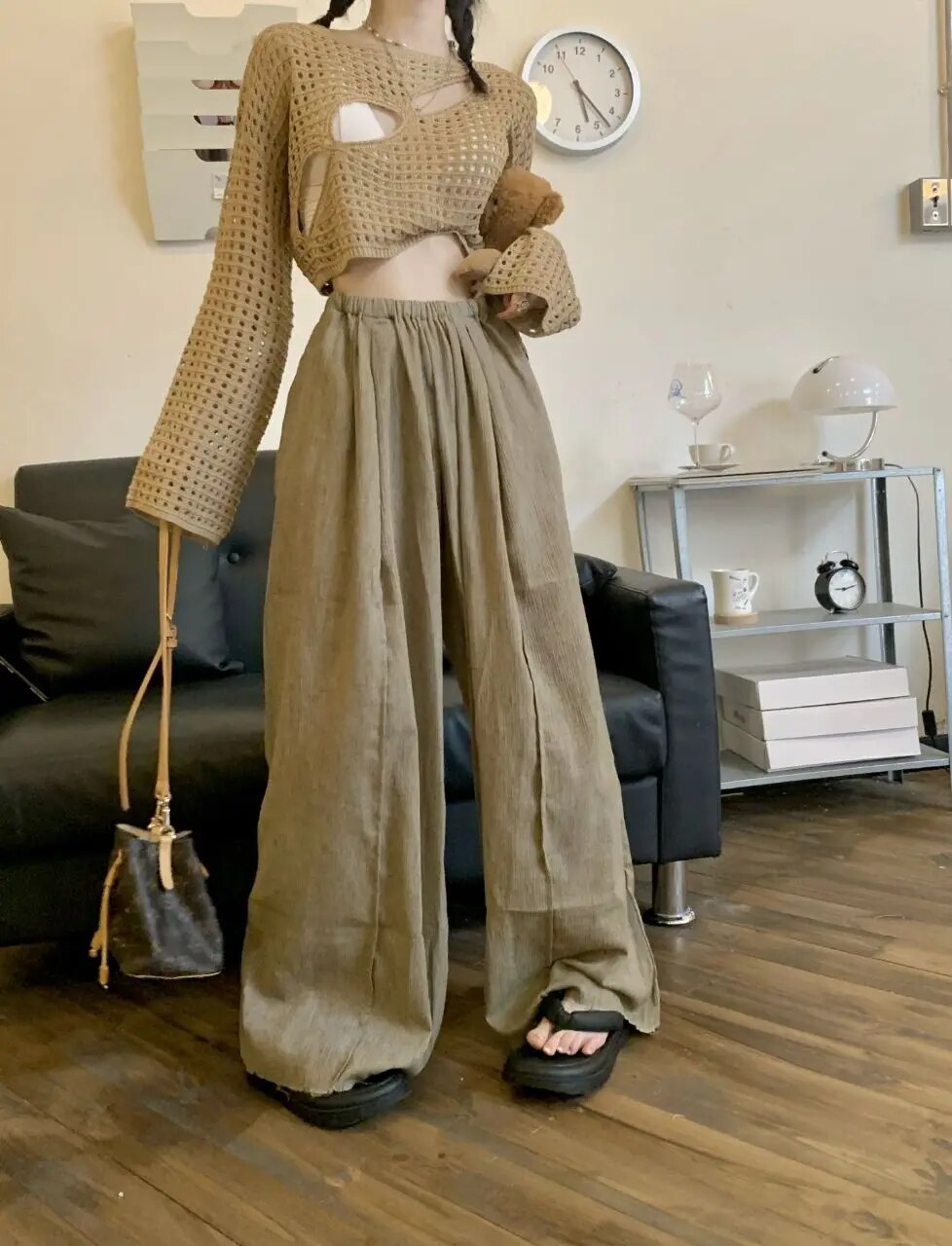 Pull court évidé avec esthétique Pour Femmes