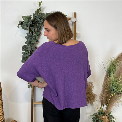 Pull Croptop Loose Violet - Bleu Clair