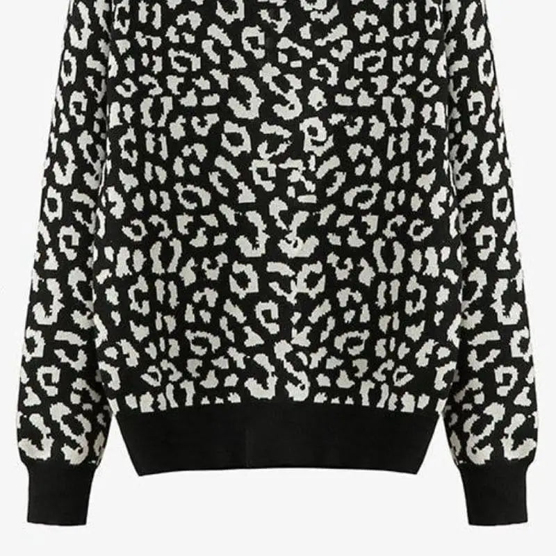 Pull Femme Motif Léopard Noir