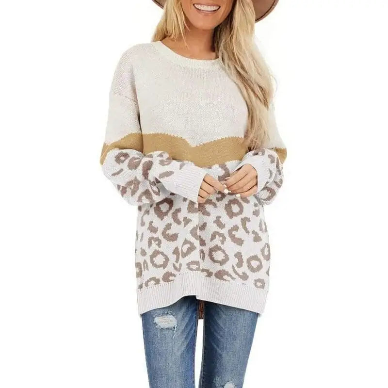 Pull Léopard Long Beige
