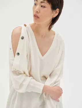 Pull à manches ouvertes en mérinos blanc