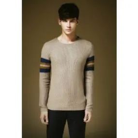 Pullover pour homme classique avec bande manche couleur