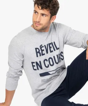 pyjama a manches longues et pantalon large homme gris