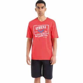 Pyjama court homme Ecopack Noir Manches courtes en coton Athéna - Pyjama court Homme sur MenCorner