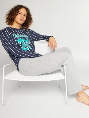 Pyjama en jersey type sport - 2 pièces - bleu/gris