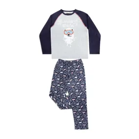 Pyjama long col rond junior unisexe Family gris en coton Athéna - Pyjama & Peignoir Homme sur MenCorner