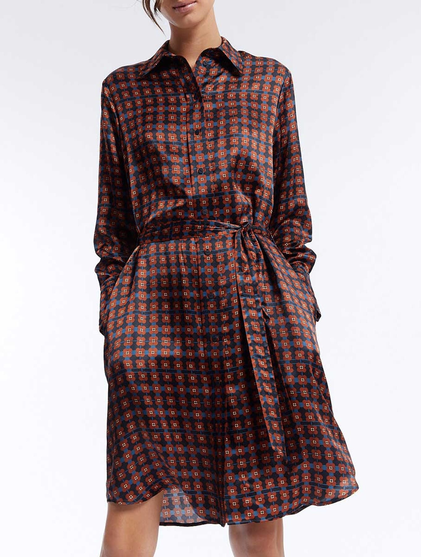 Robe Amour soie imprimé marron