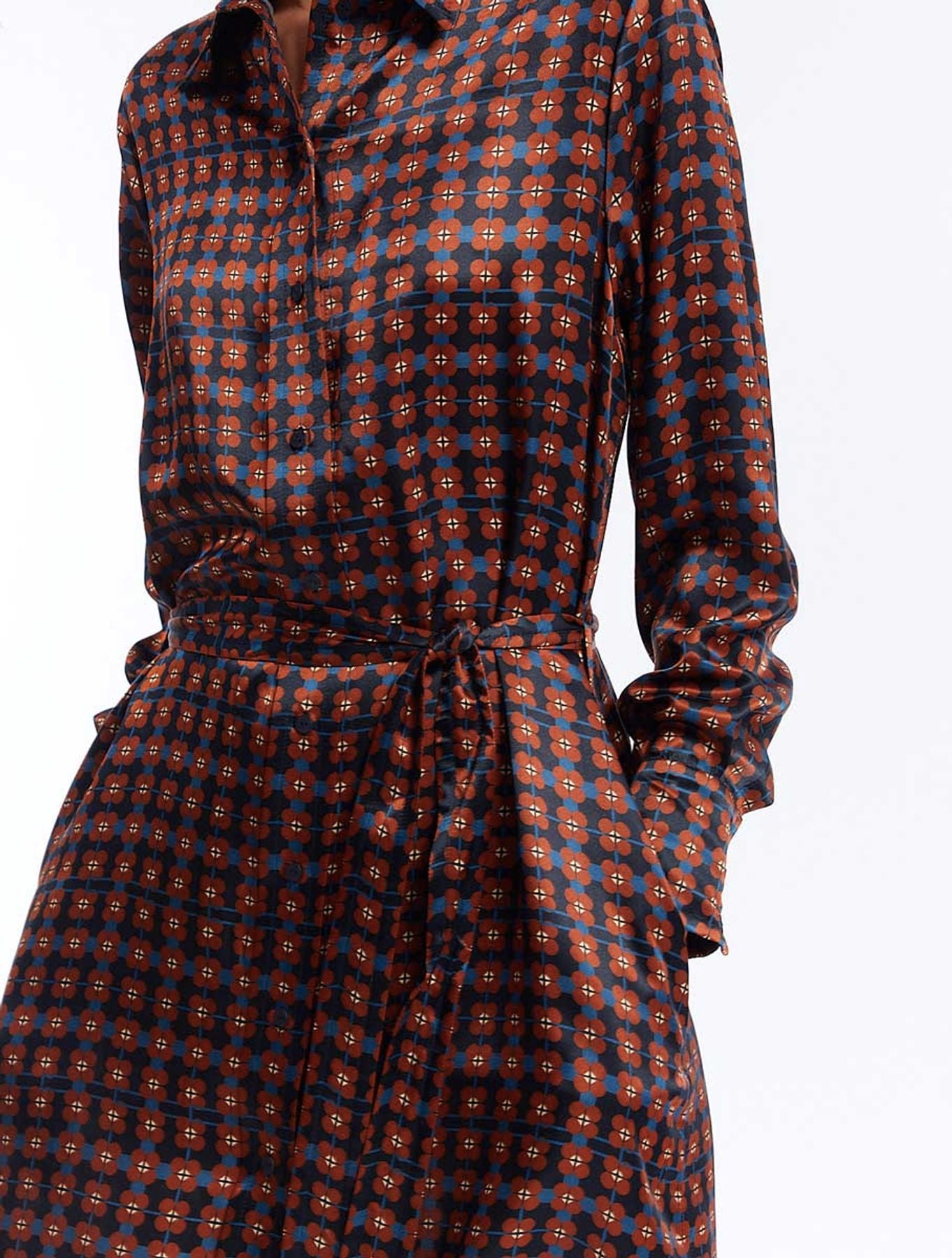 Robe Amour soie imprimé marron