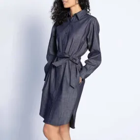 Robe Annie chambray bleu brut