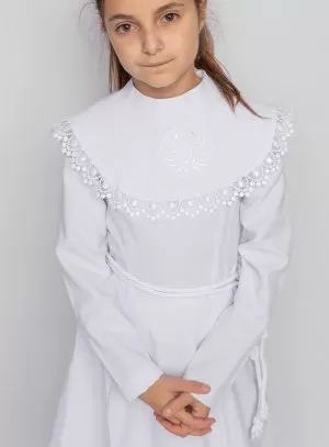 Robe aube communion Lilas + cape + cordon - Collection Création