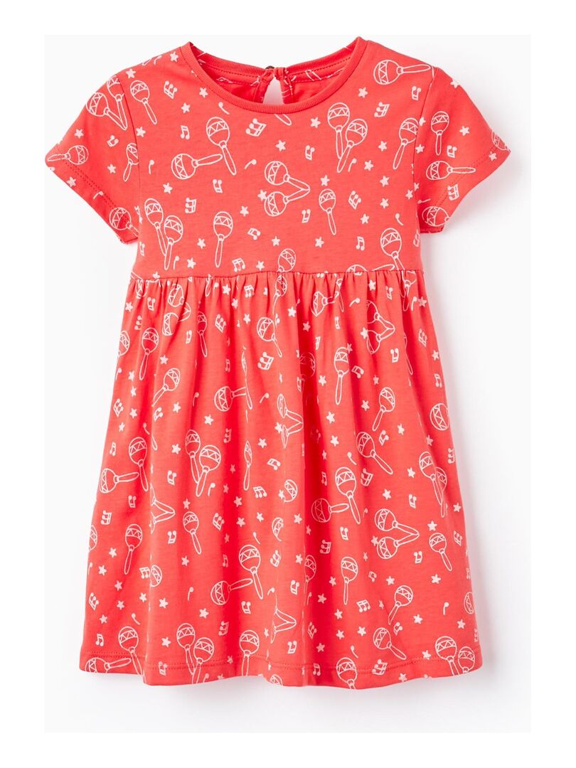 Robe avec Imprimé pour Bébé Fille 'Maracas' manches courtes CUBA - Rose
