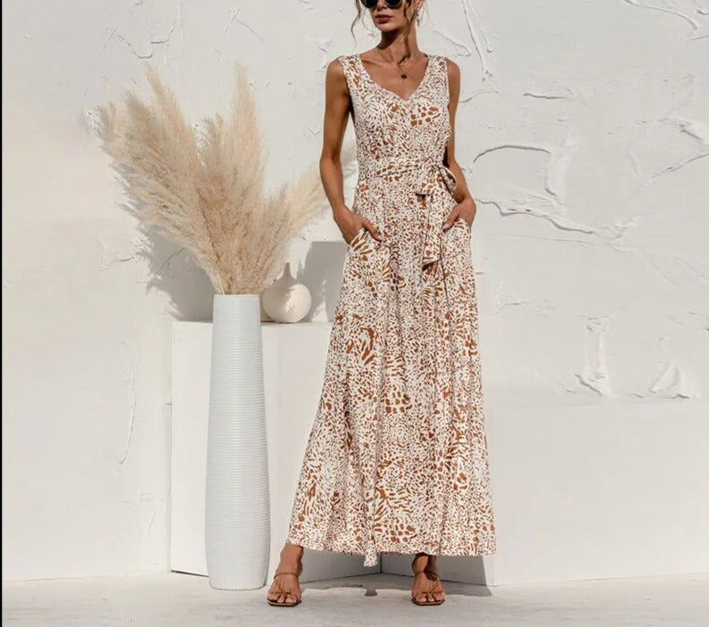 Robe bohème à imprimé léopard pour femmes Hally