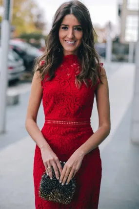 Robe Cocktail Rouge Dentelle