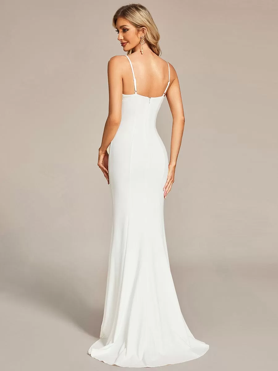 Robe de mariée sirène Élégante en dentelle avec bretelles fines