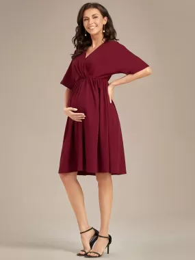 Robe de Maternité lâche Col en V Demi-manches au genou