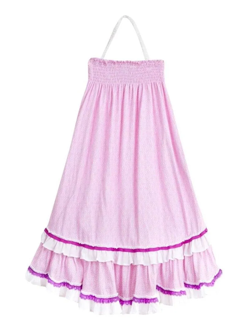Robe de Plage Longue  2-en-1 pour Fille  Jersey Rose Violet  IBIZA - La Faute à Voltaire - Rose clair