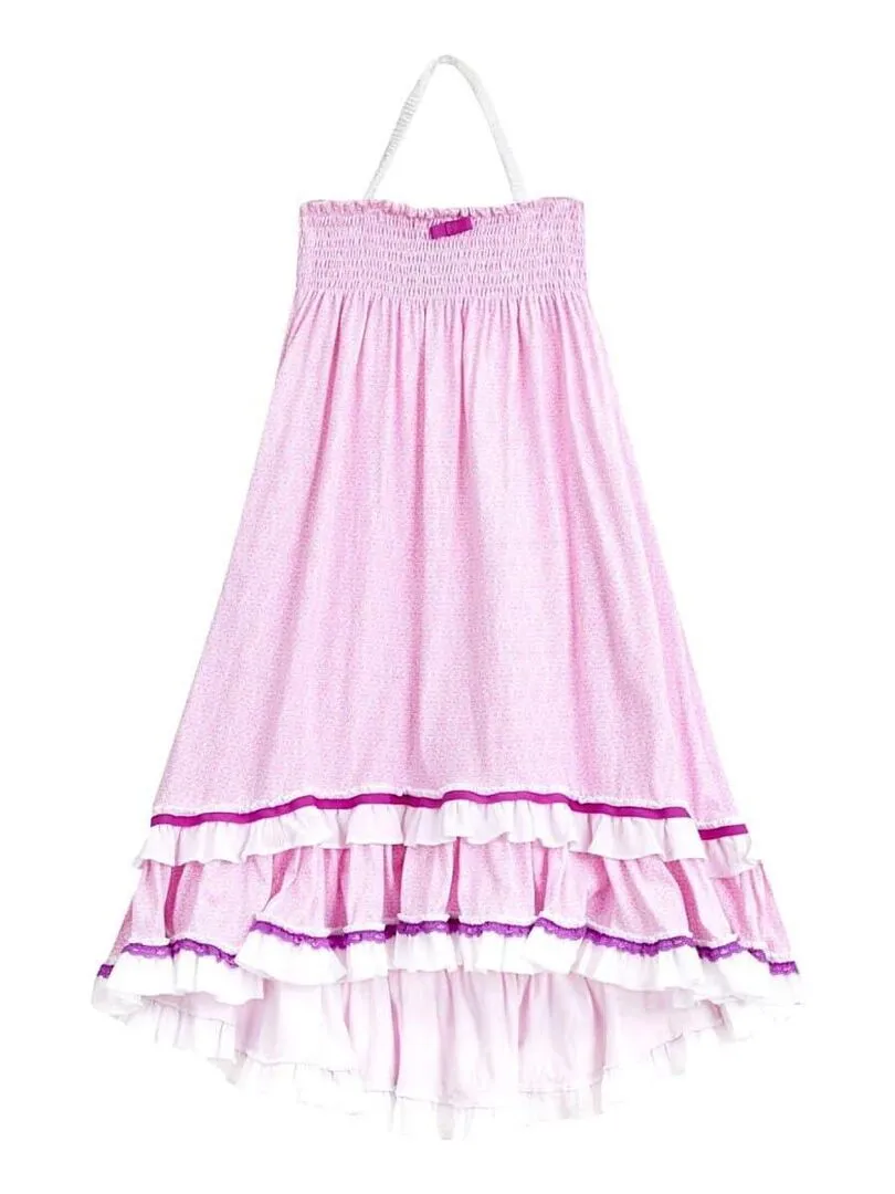 Robe de Plage Longue  2-en-1 pour Fille  Jersey Rose Violet  IBIZA - La Faute à Voltaire - Rose clair