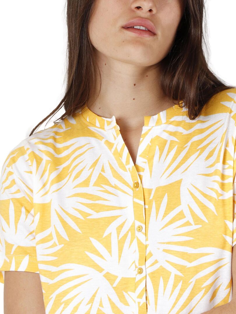 Robe de plage manches courtes Palm Spring - Jaune