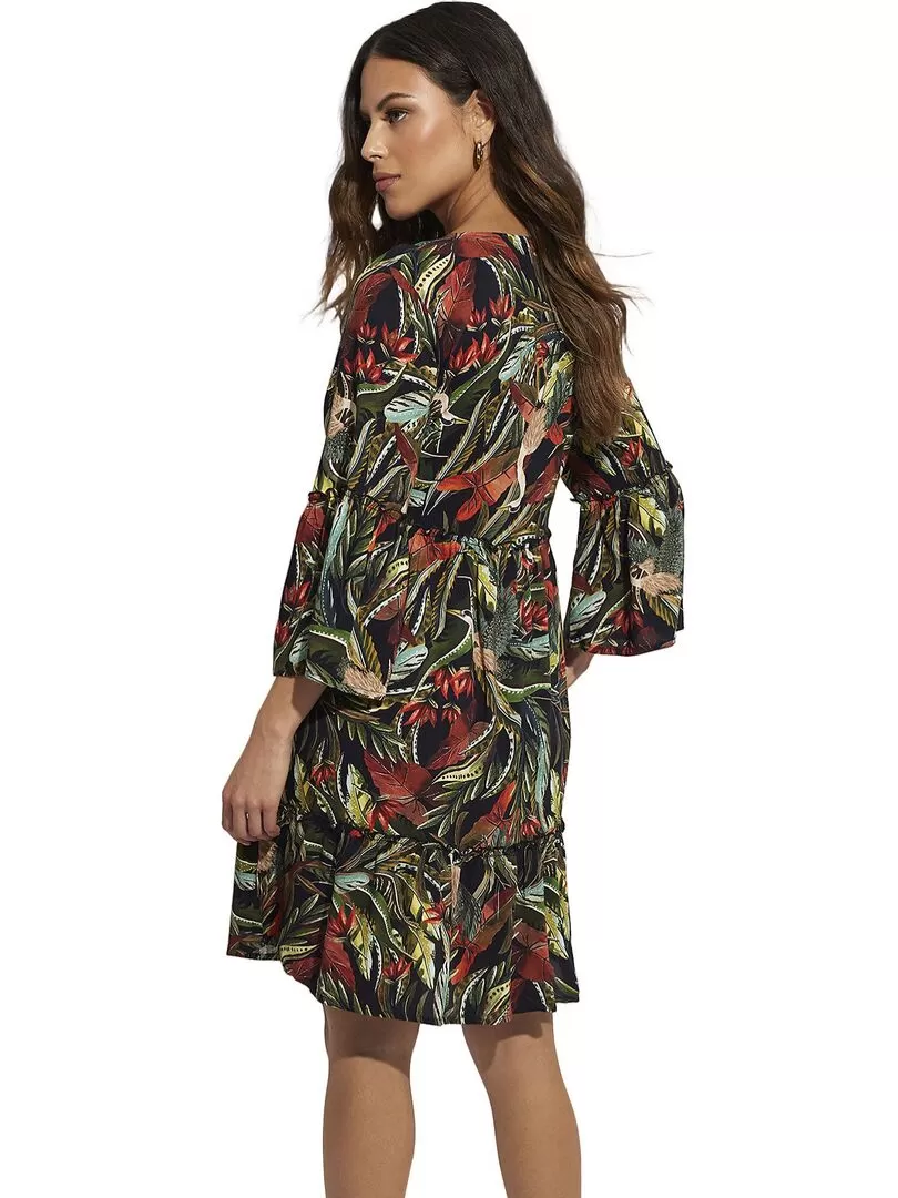 Robe de plage manches trois-quarts Galapagos - Noir