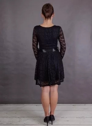 Robe de soirée courte Morrigane dentelle et ruban
