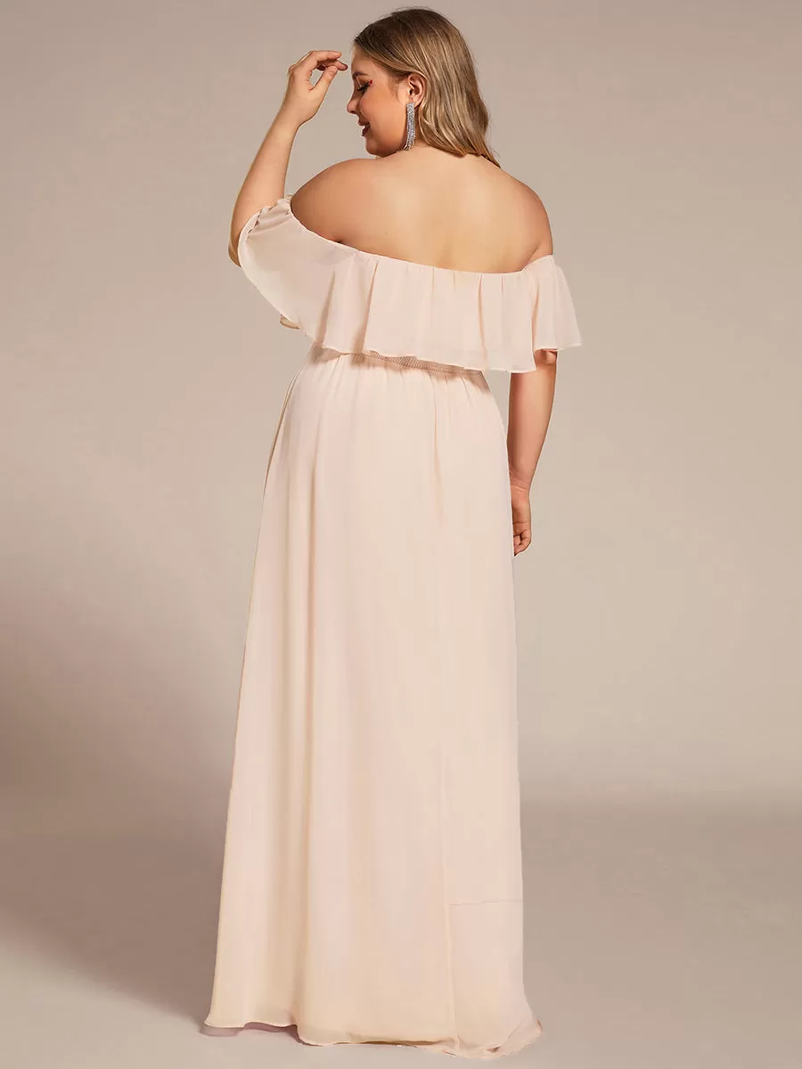 Robe Demoiselle d'Honneur belle Longue Fendue à épaules Dénudées