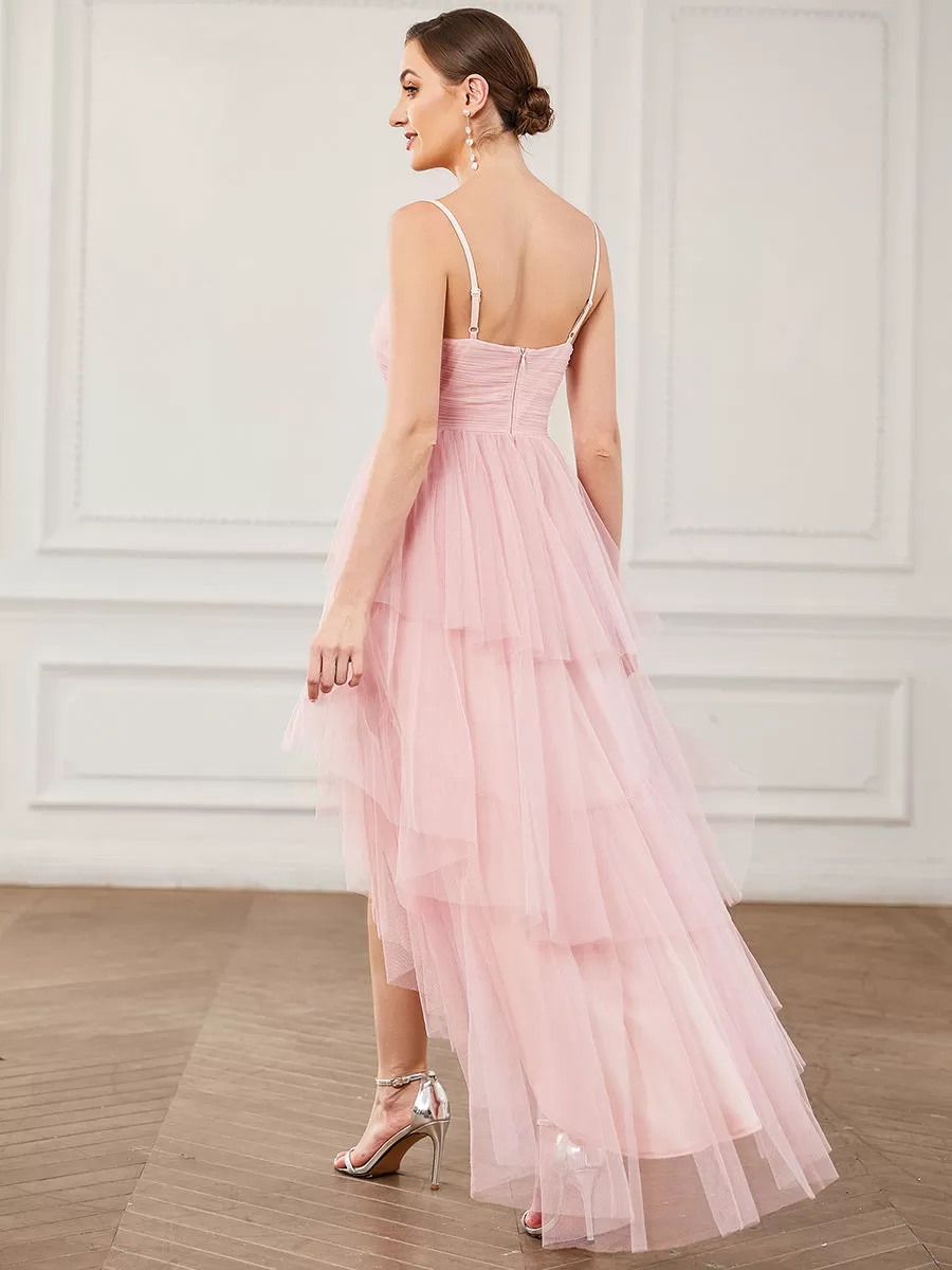 Robe demoiselle d'honneur Volants Tulle Bretelles minces