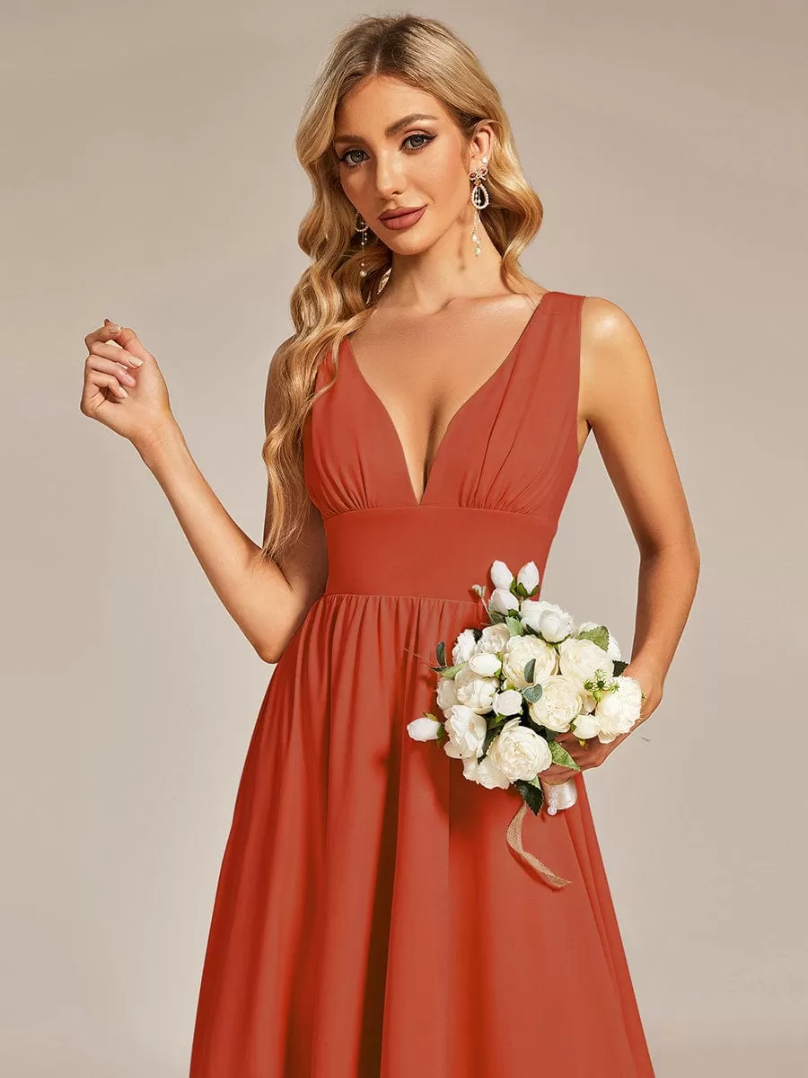 Robe Demoiselle d'honneur élégante Taille Empire Sans Manches