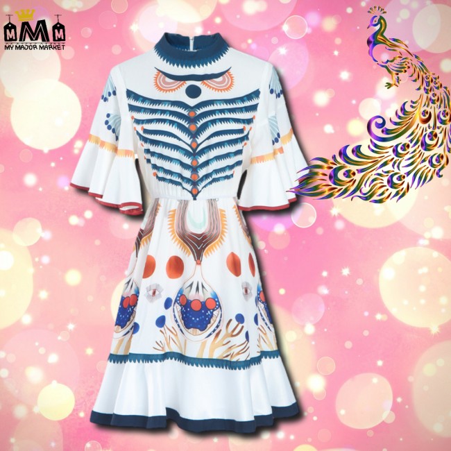 ROBE DESIGN -IMPRIMÉE -SAISON ÉTÉ - VOLANTS