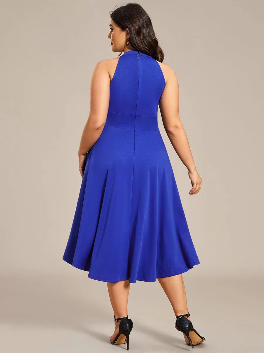 Robe décontractée A-ligne Haut-Bas à la mode au col licou