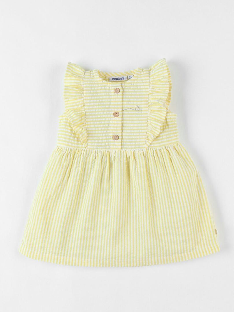 Robe en crête de coton rayée, jaune/écru Noukie's - Jaune