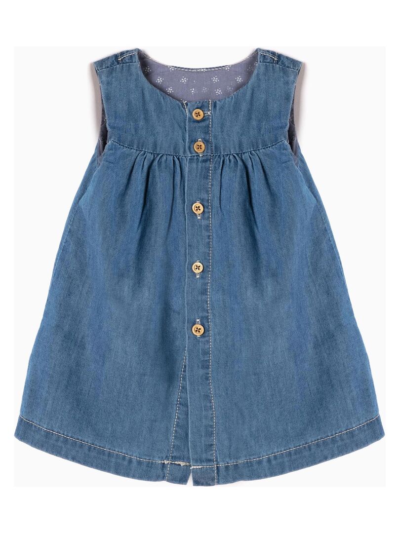 Robe en Jean avec bloomer nouveau-née manches courtes  ESSENTIALS LINE - Bleu