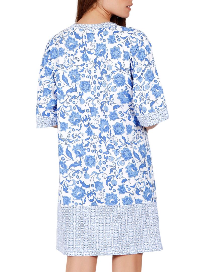 Robe estivale manches courtes Etienne bleu - Bleu