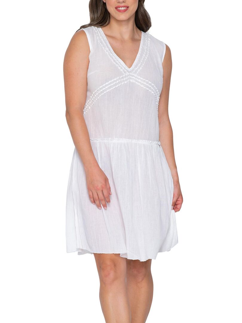 Robe estivale sans manches Mia - Blanc