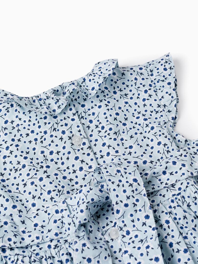 Robe Florale avec Volants pour Bébé Fille manches courtes PICASSO - Bleu clair
