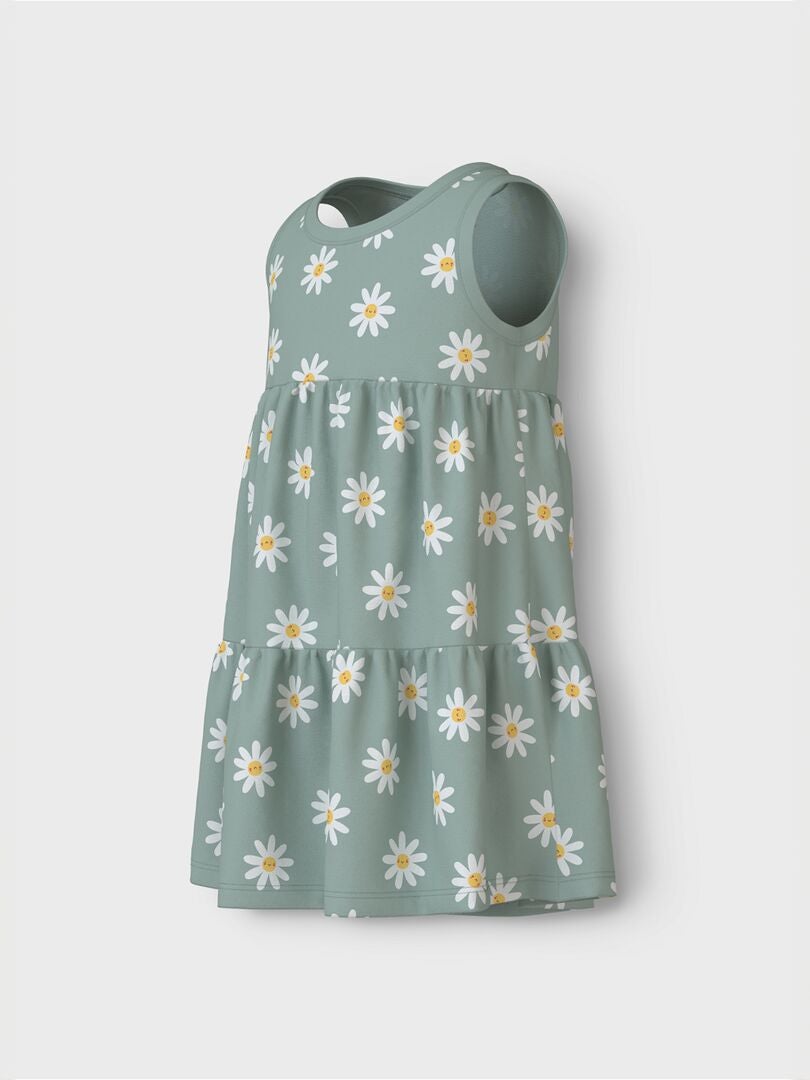 Robe imprimée à étages - Vert
