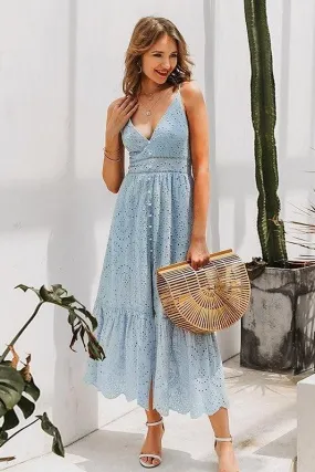 Robe Longue Bohème Bleu Ciel
