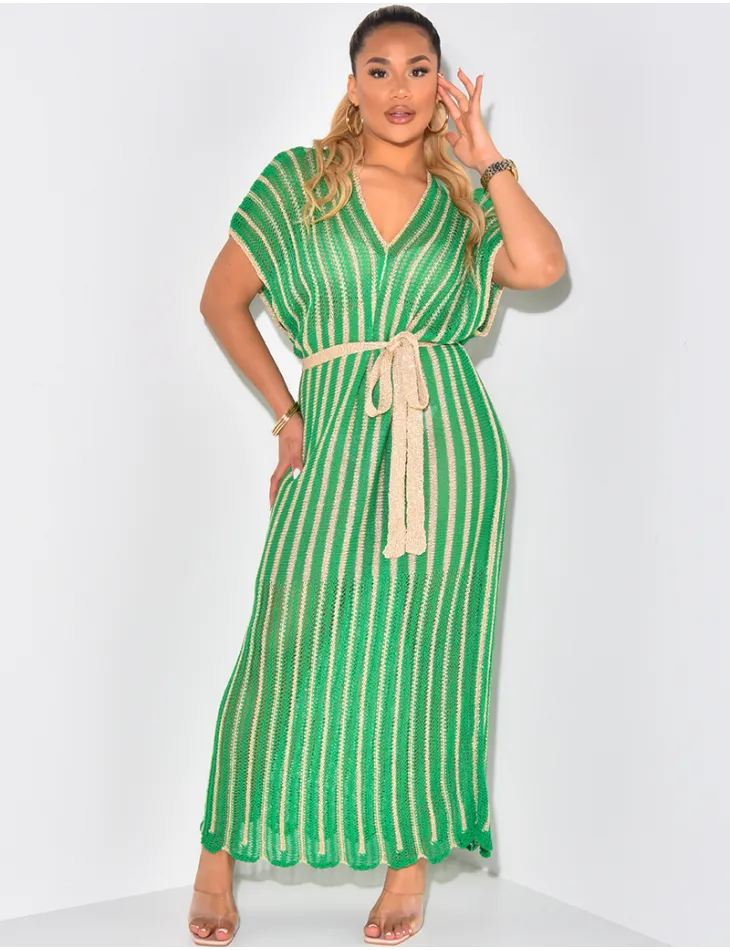 Robe longue en crochet à fils dorés / 53339 - JEANS INDUSTRY