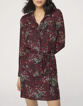 Robe manches longues print floral col montant femme