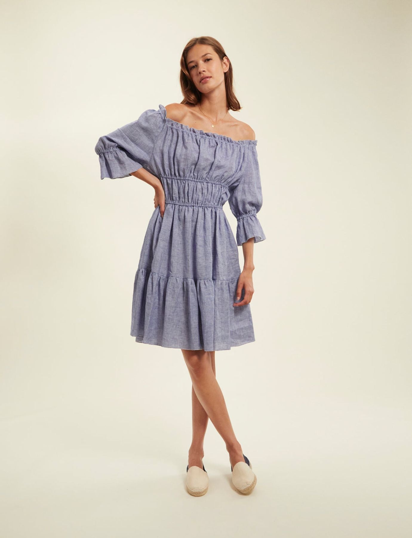 Robe Palmina bleue en lin