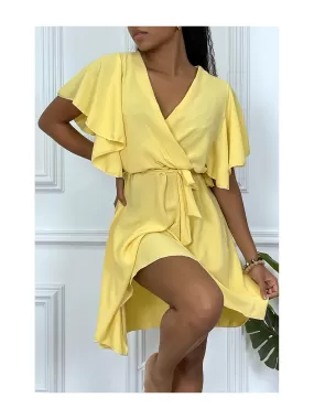 Robe patineuse jaune cache coeur