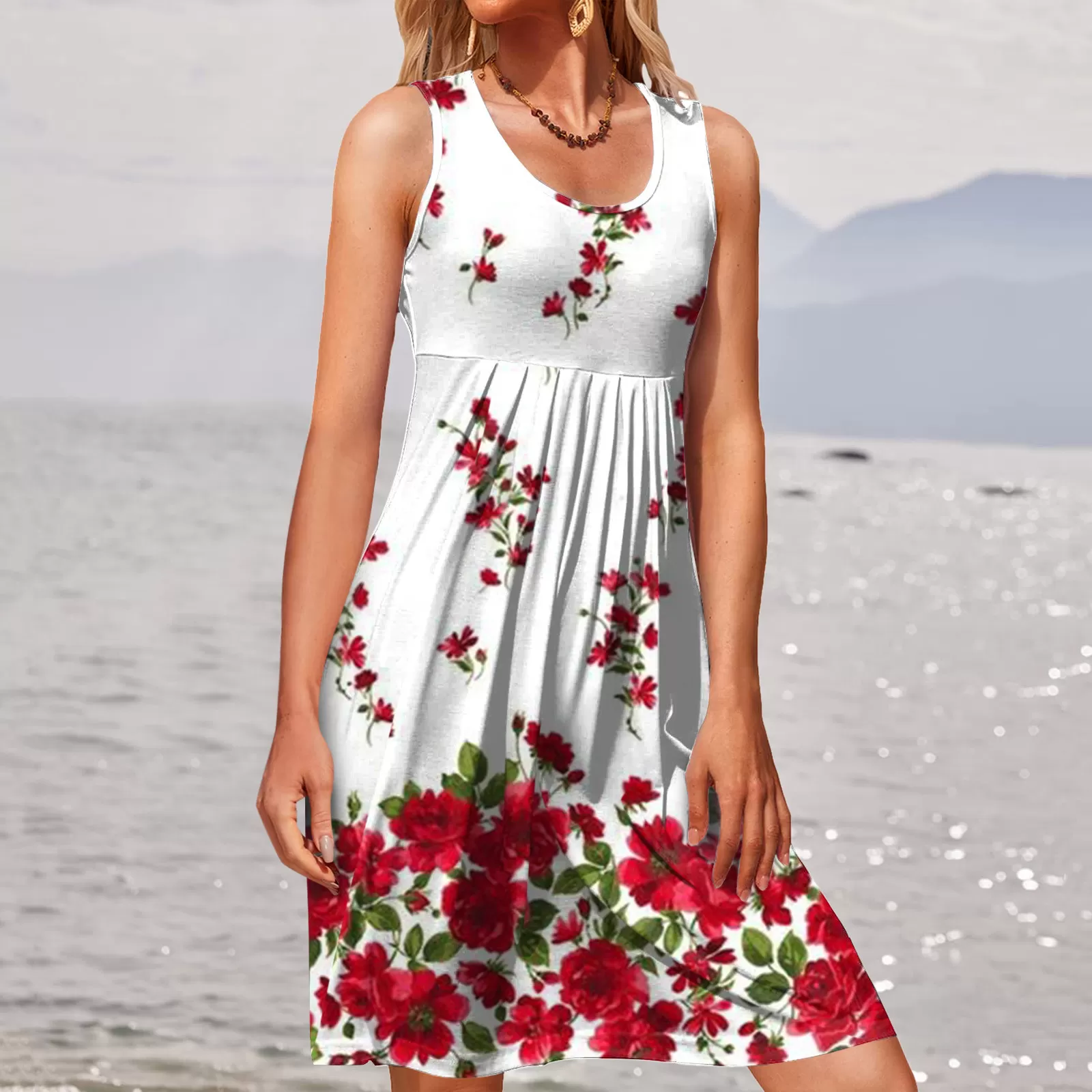 Robe plissée à imprimé floral