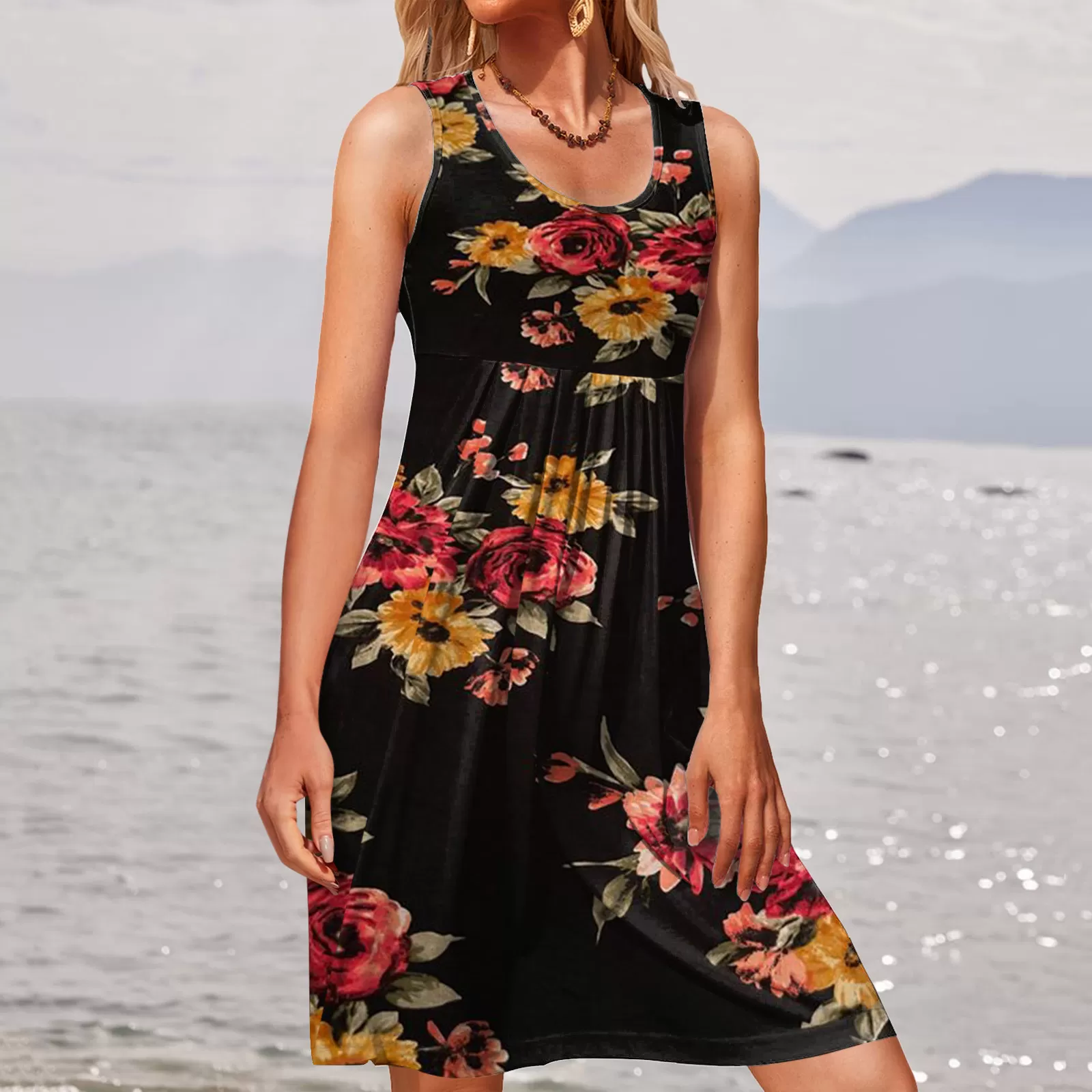 Robe plissée à imprimé floral