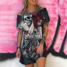 Robe sexy femme et squelette