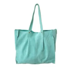 Sac tote bag cuir turquoise Maison Suzanne - Le petit Souk