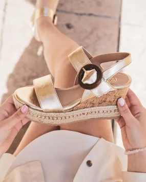 Sandale femme compensée confort doré - Stacy