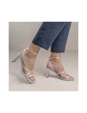 Sandales cuir argent a talon